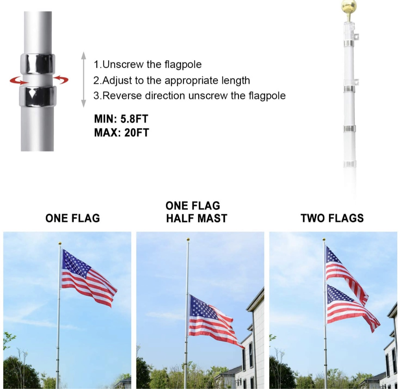 Telescopic flagpoles
