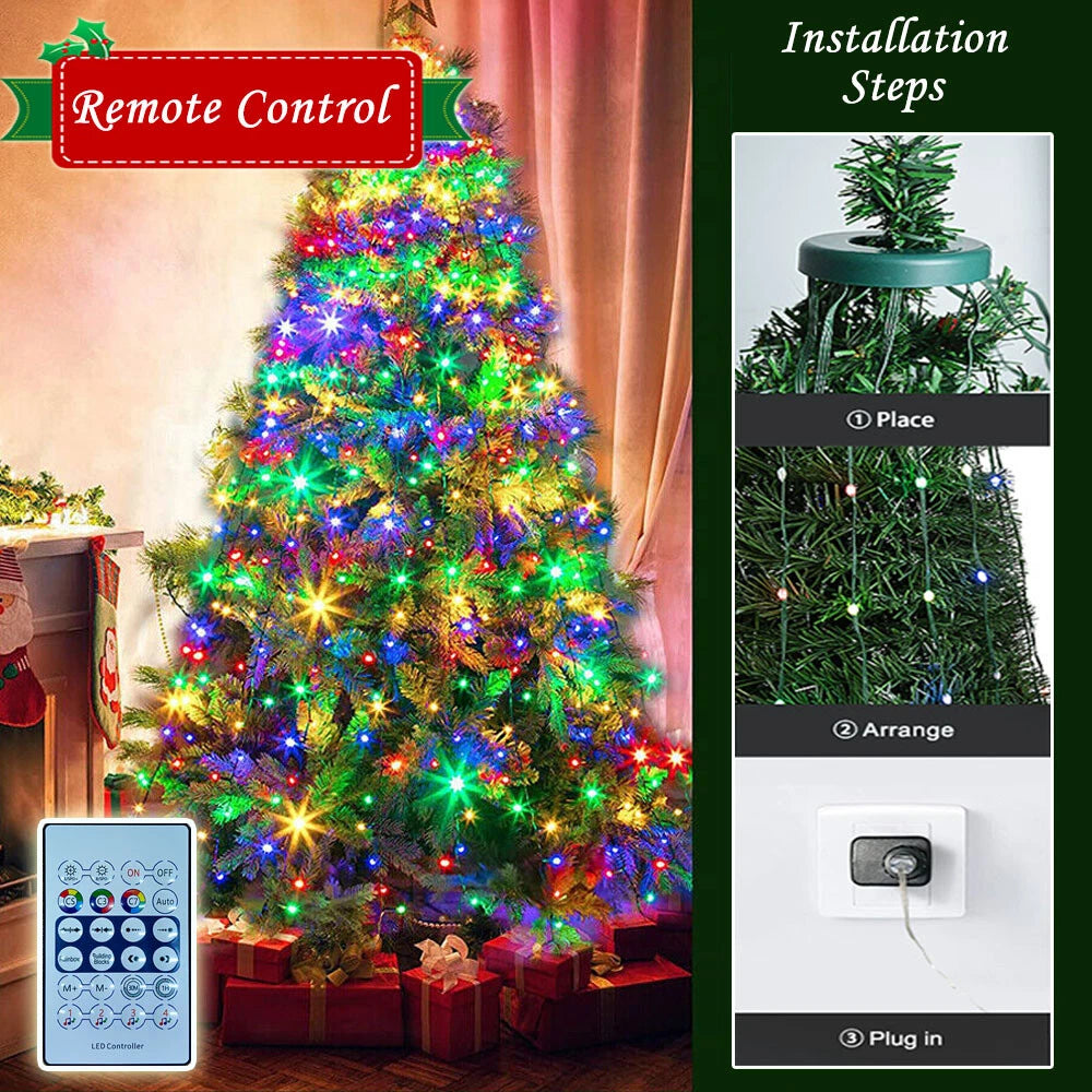 Indoor Christmas Tree Waterfall String Lights kit