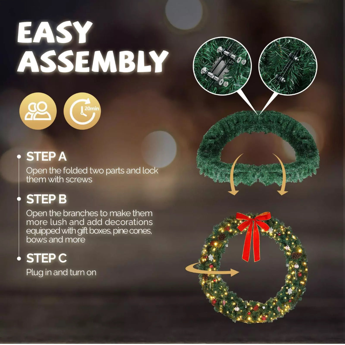 4ft LED Wreaths
